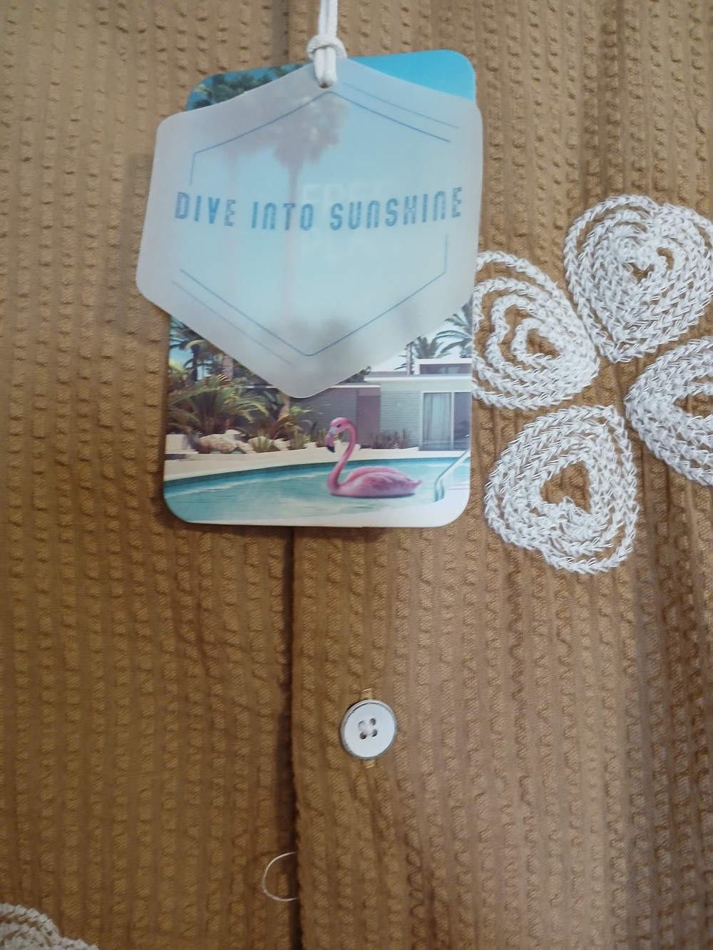 Free Planet Brown Short-Sleeve Button-Down Shirt with White Floral Accents - Picture 6 of 7